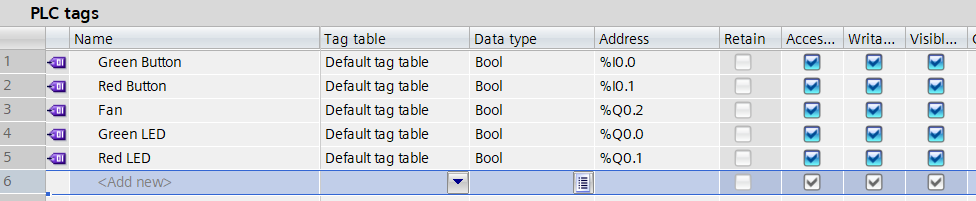 PLC Tag Table